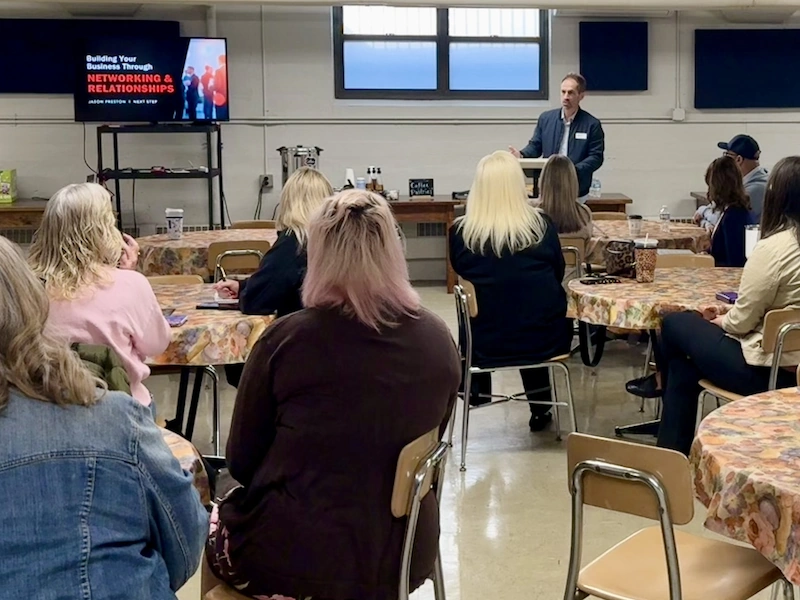 Guest Speaker Jason Preston presenting at networking event Adrian Armory